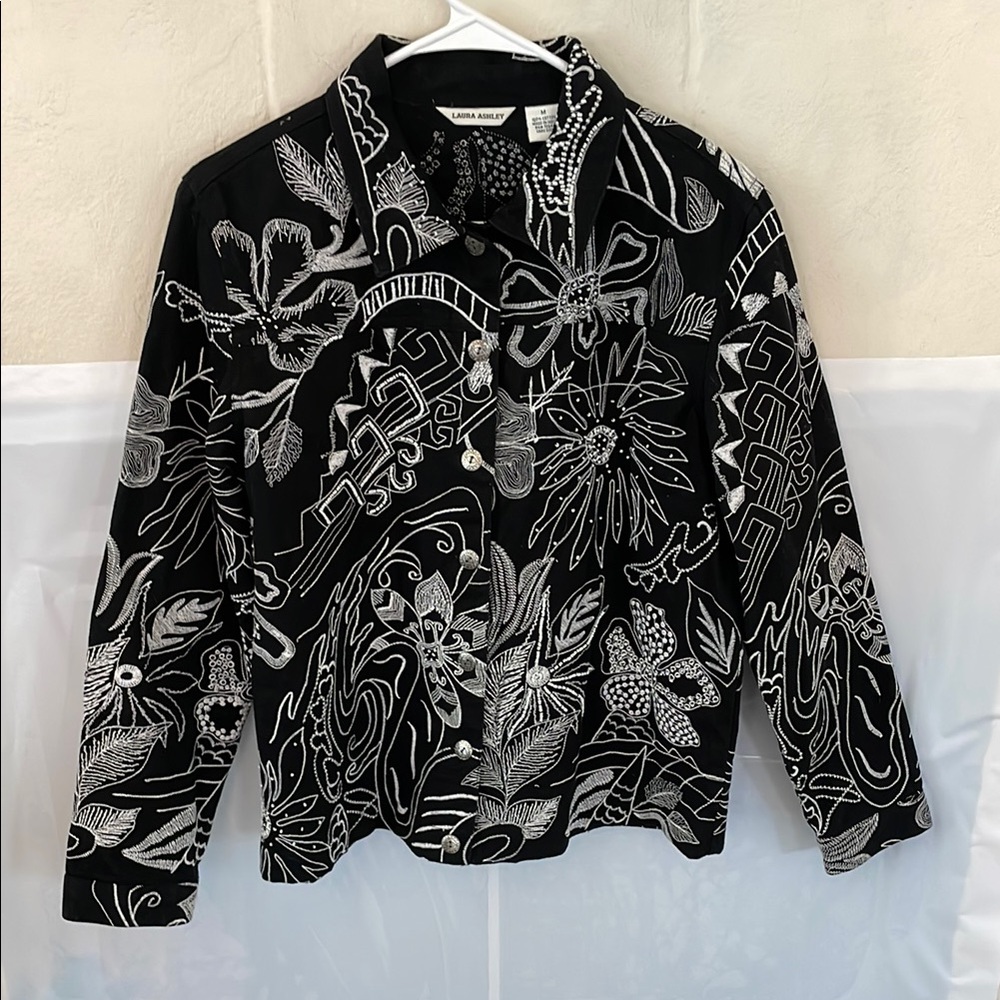 Laura Ashley Monochrome Floral Jacket